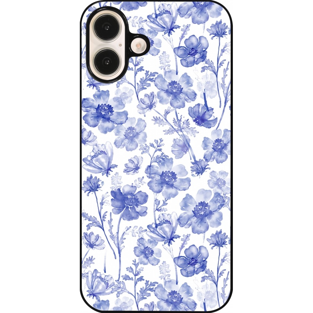 iPhone 16 Plus Case Hülle - Spring 23 watercolor blue flowers