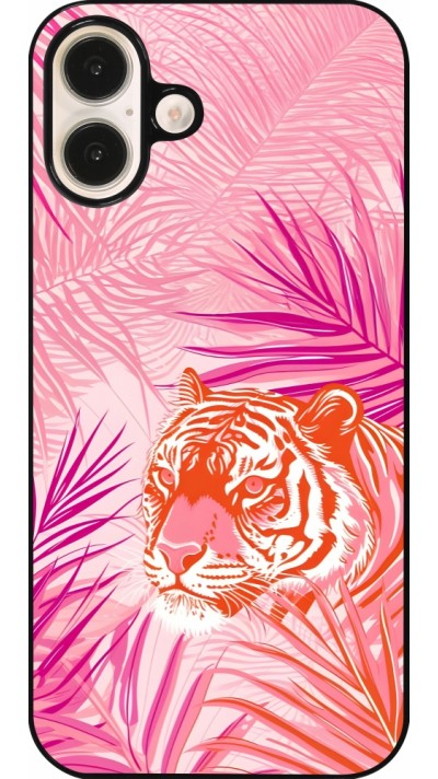 iPhone 16 Plus Case Hülle - Tiger Palmen rosa