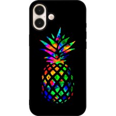 iPhone 16 Plus Case Hülle - Silikon schwarz Ananas Multi-colors