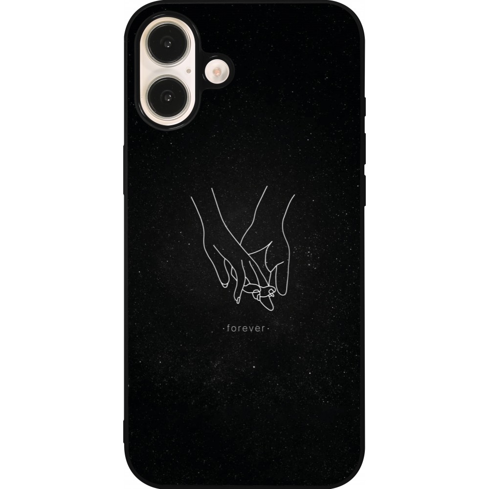 iPhone 16 Plus Case Hülle - Silikon schwarz Valentine 2023 hands forever