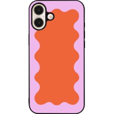 iPhone 16 Plus Case Hülle - Silikon schwarz Wavy Rectangle Orange Pink