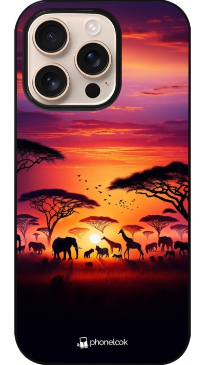 iPhone 16 Pro Case Hülle - Safari Sonnenuntergang Wildtiere