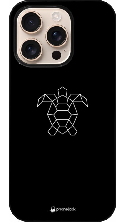 iPhone 16 Pro Case Hülle - Turtles lines on black