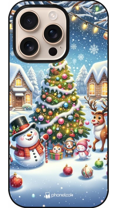 iPhone 16 Pro Case Hülle - Weihnachten 2023 Schneemann und Tannenbaum