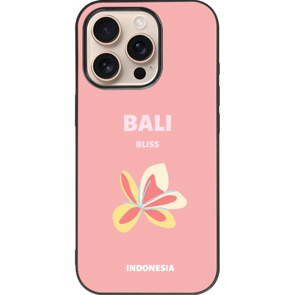 iPhone 16 Pro Case Hülle - Silikon schwarz Pop Summer Destination Bali