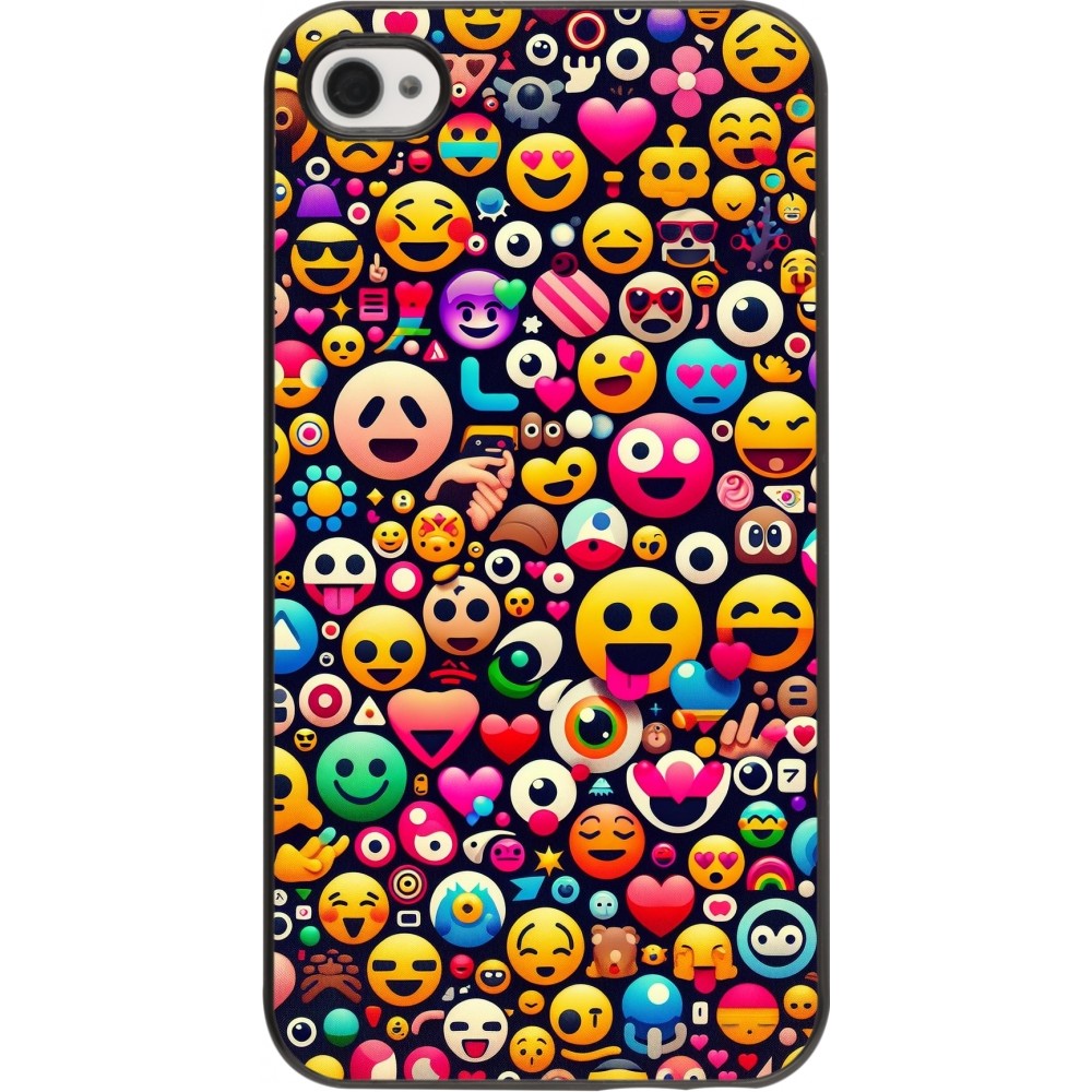 iPhone 4/4s Case Hülle - Emoji Mix Farbe