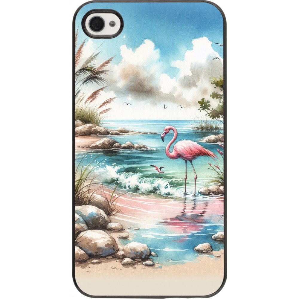 iPhone 4/4s Case Hülle - Flamingo Aquarell