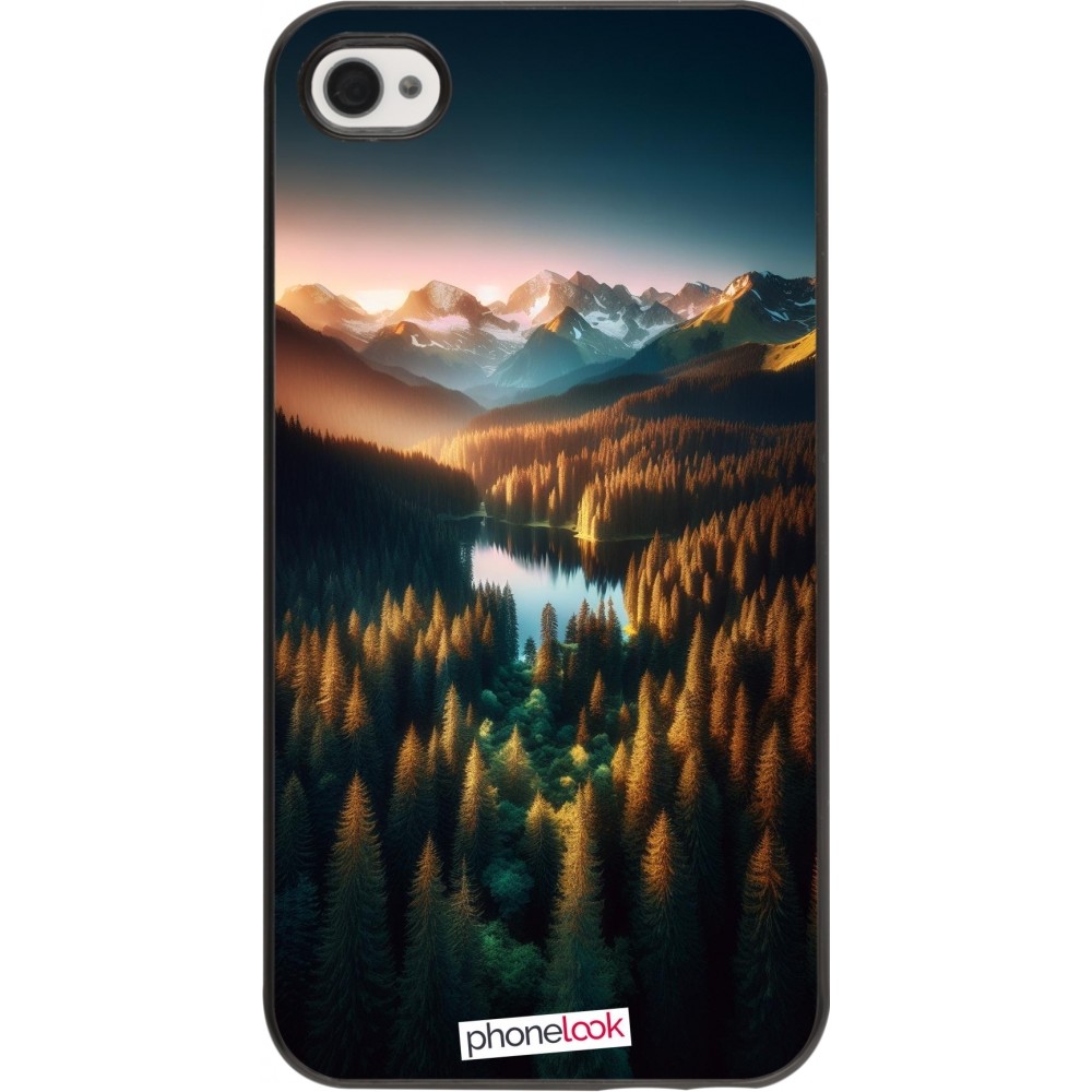 iPhone 4/4s Case Hülle - Sonnenuntergang Waldsee