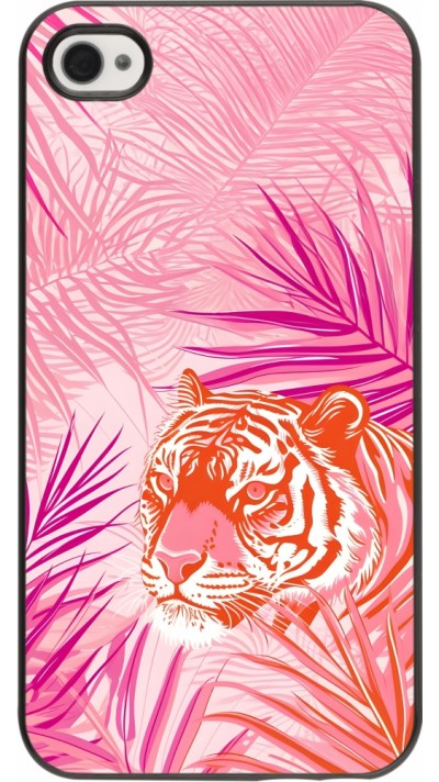 Coque iPhone 4/4s - Tigre palmiers roses