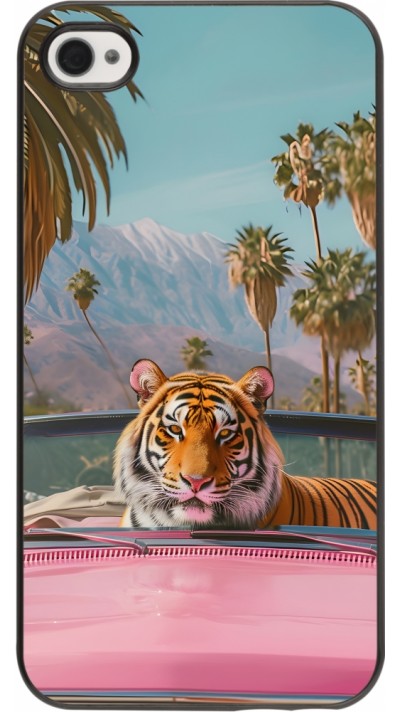 Coque iPhone 4/4s - Tigre voiture rose