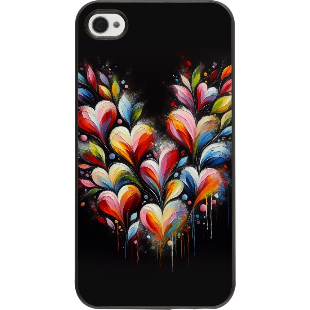 iPhone 4/4s Case Hülle - Valentin 2024 Schwarzes Herz Abstrakt