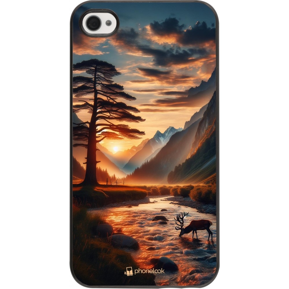 iPhone 4/4s Case Hülle - Tal Sonnenuntergang Hirsch Baum