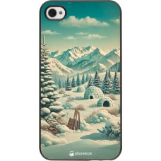 iPhone 4/4s Case Hülle - Vintage Schneebedeckter Berg Iglu