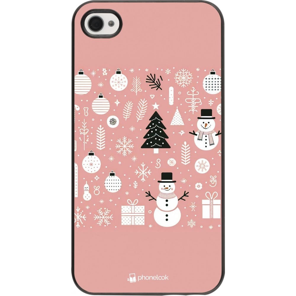 iPhone 4/4s Case Hülle - Weihnachten 2024 Rose Schneemann Weihnachten