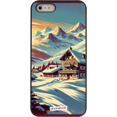 iPhone 5/5s / SE (2016) Case Hülle - Chalet Berg verschneit