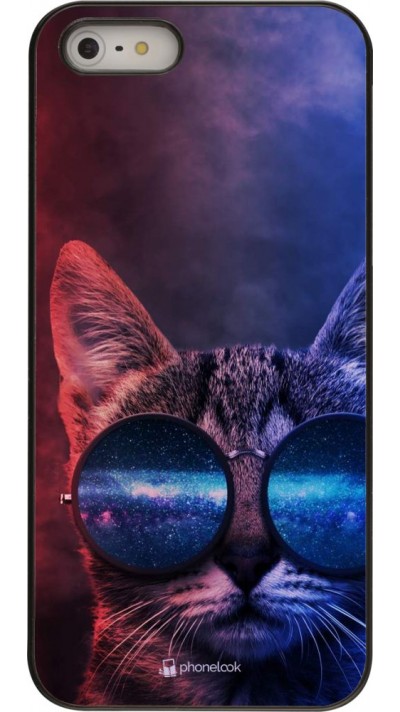 Hülle iPhone 5/5s / SE (2016) - Red Blue Cat Glasses