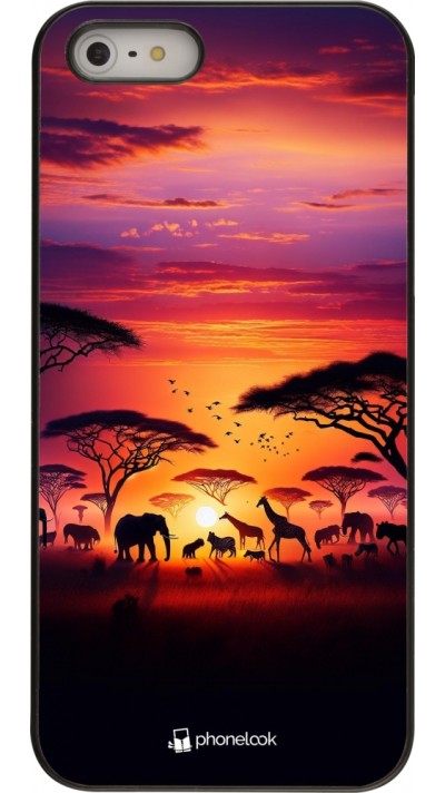 iPhone 5/5s / SE (2016) Case Hülle - Safari Sonnenuntergang Wildtiere