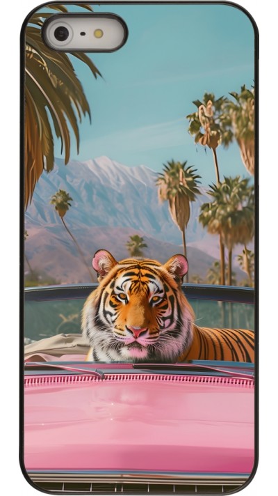 Coque iPhone 5/5s / SE (2016) - Tigre voiture rose