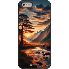 iPhone 5/5s / SE (2016) Case Hülle - Tal Sonnenuntergang Hirsch Baum