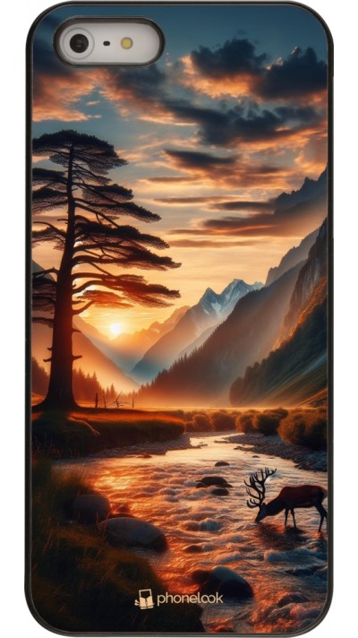 iPhone 5/5s / SE (2016) Case Hülle - Tal Sonnenuntergang Hirsch Baum