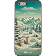 iPhone 5/5s / SE (2016) Case Hülle - Vintage Schneebedeckter Berg Iglu