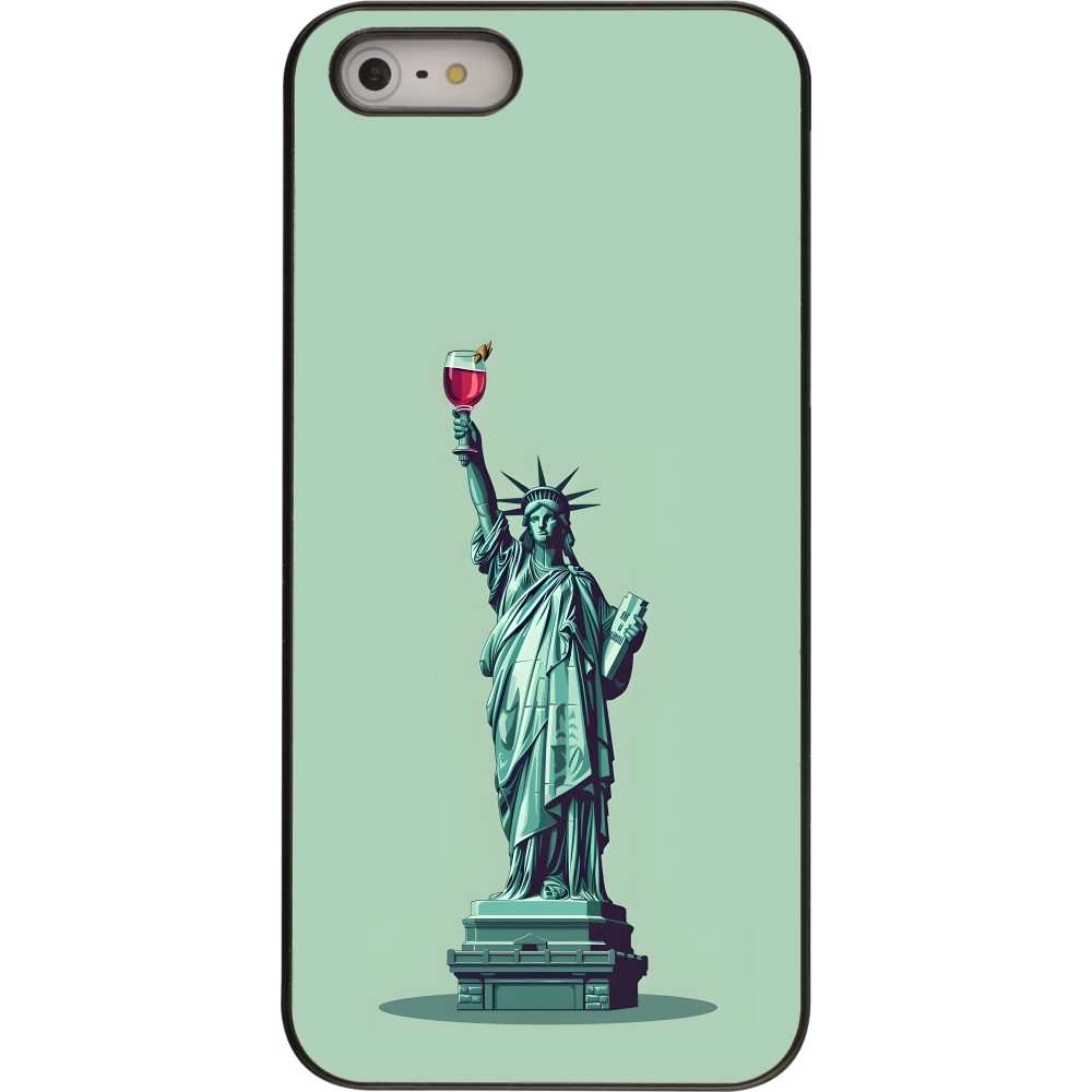 iPhone 5/5s / SE (2016) Case Hülle - Freiheitsstatue mit einem Glas Wein