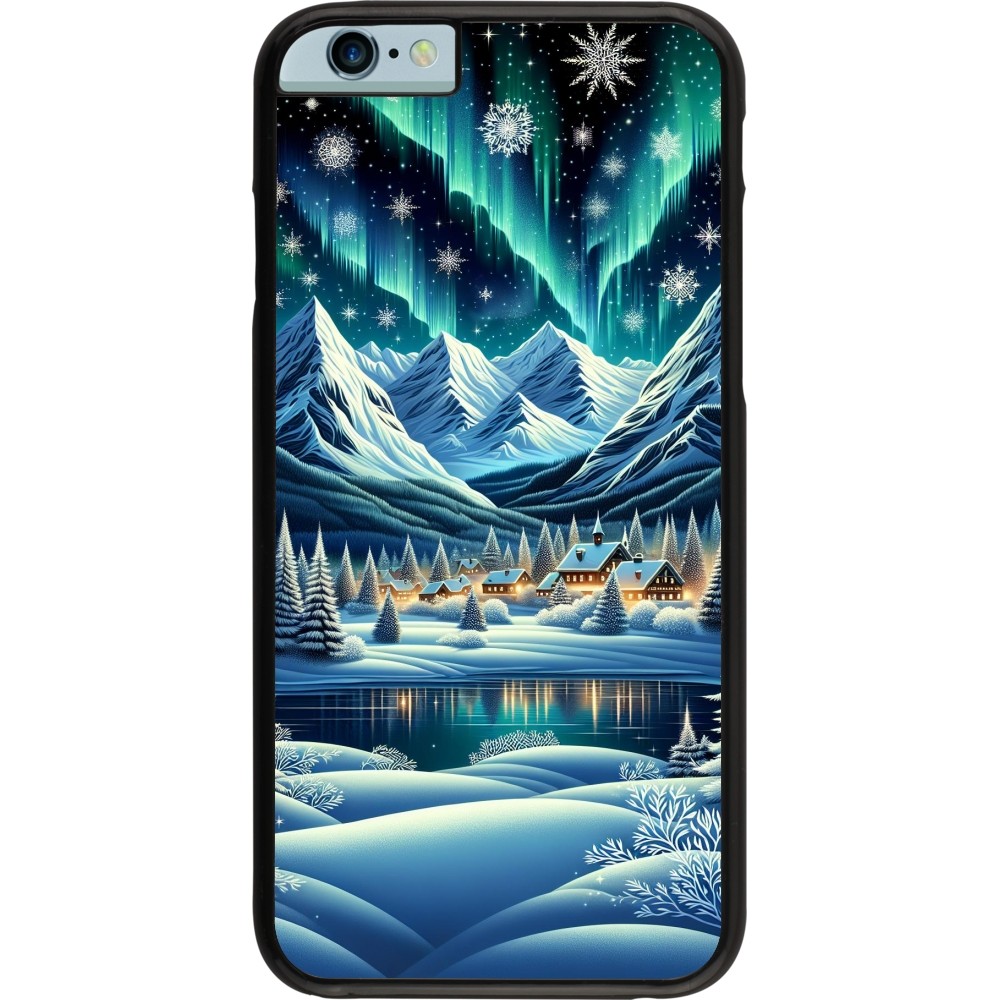 iPhone 6/6s Case Hülle - Verschneites Bergdorf am See in der Nacht