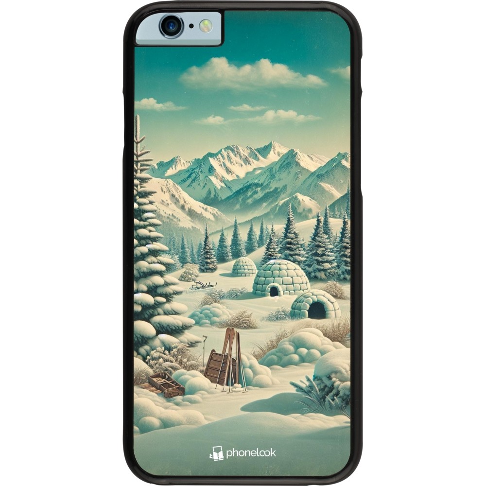 iPhone 6/6s Case Hülle - Vintage Schneebedeckter Berg Iglu