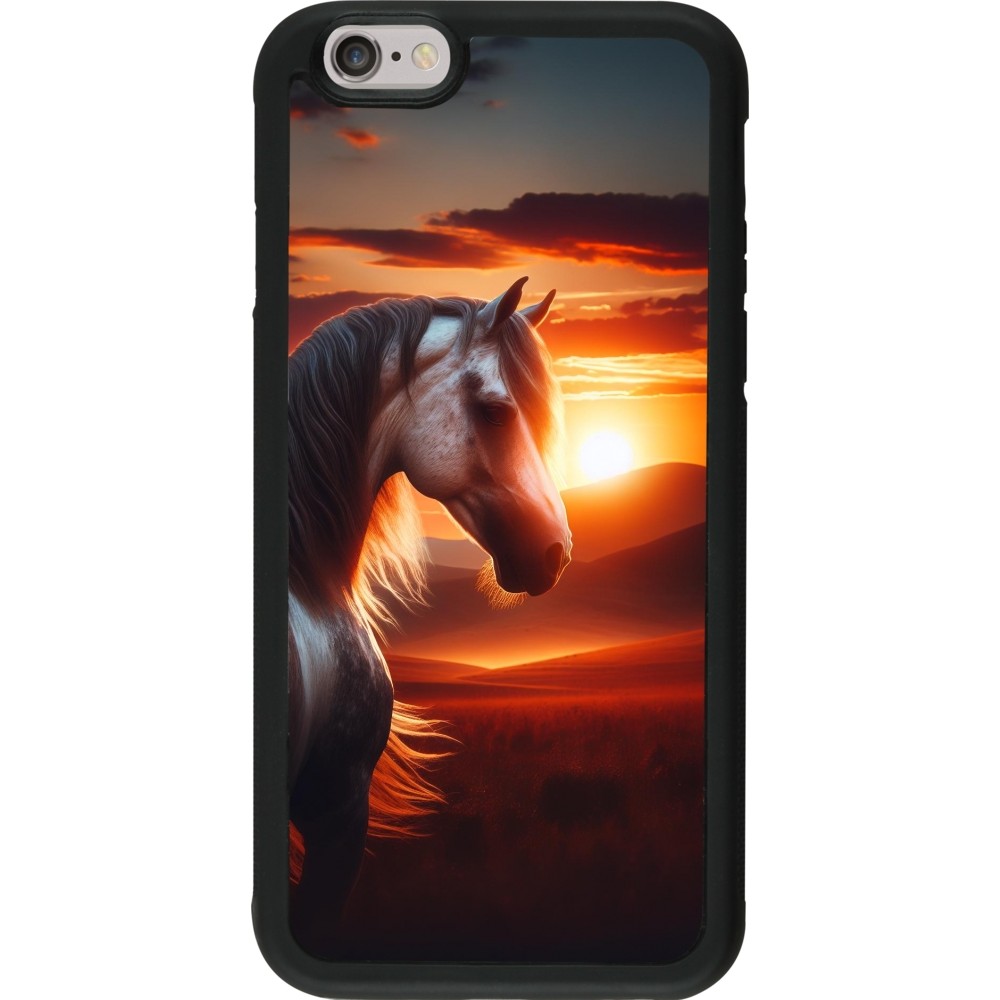 iPhone 6/6s Case Hülle - Silikon schwarz Majestätischer Sonnenuntergang Pferd