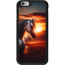 iPhone 6/6s Case Hülle - Silikon schwarz Majestätischer Sonnenuntergang Pferd