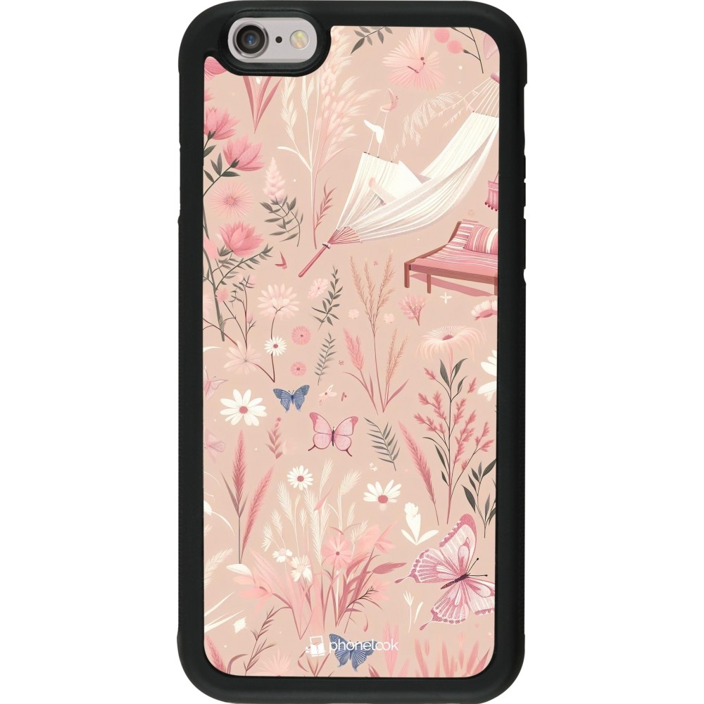 iPhone 6/6s Case Hülle - Silikon schwarz Sommer Pastellmuster