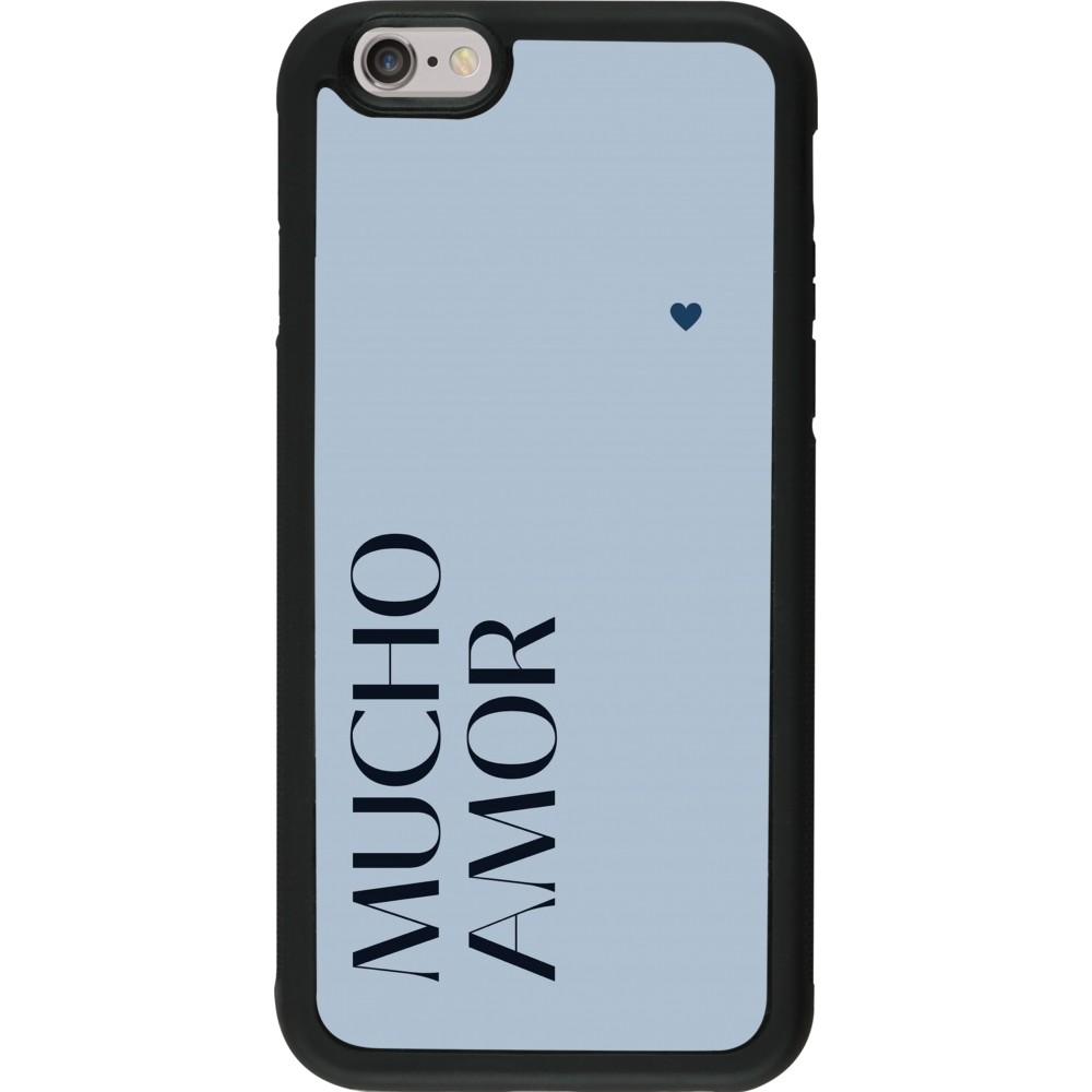 iPhone 6/6s Case Hülle - Silikon schwarz Valentine 2024 mucho amor azul