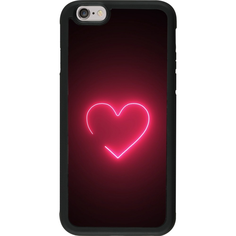 iPhone 6/6s Case Hülle - Silikon schwarz Valentine 2023 single neon heart