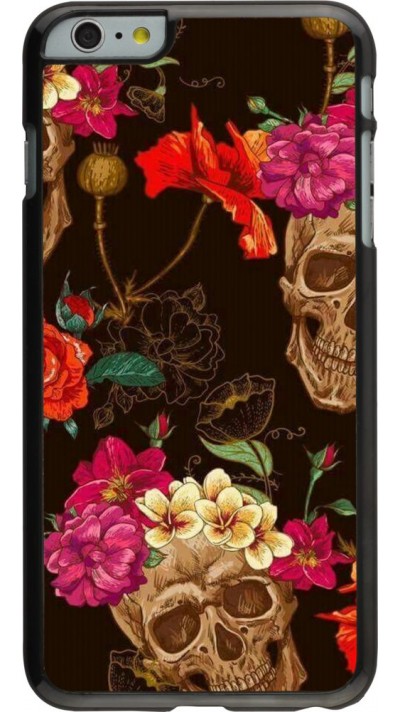 Hülle iPhone 6 Plus / 6s Plus - Skulls and flowers