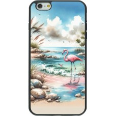 iPhone 6 Plus / 6s Plus Case Hülle - Silikon schwarz Flamingo Aquarell