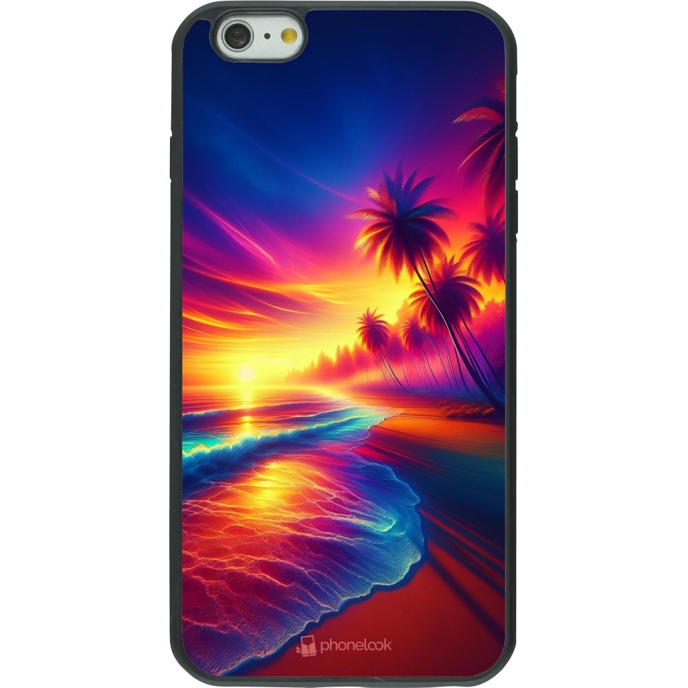 iPhone 6 Plus / 6s Plus Case Hülle - Silikon schwarz Strand Sonnenuntergang auffällig