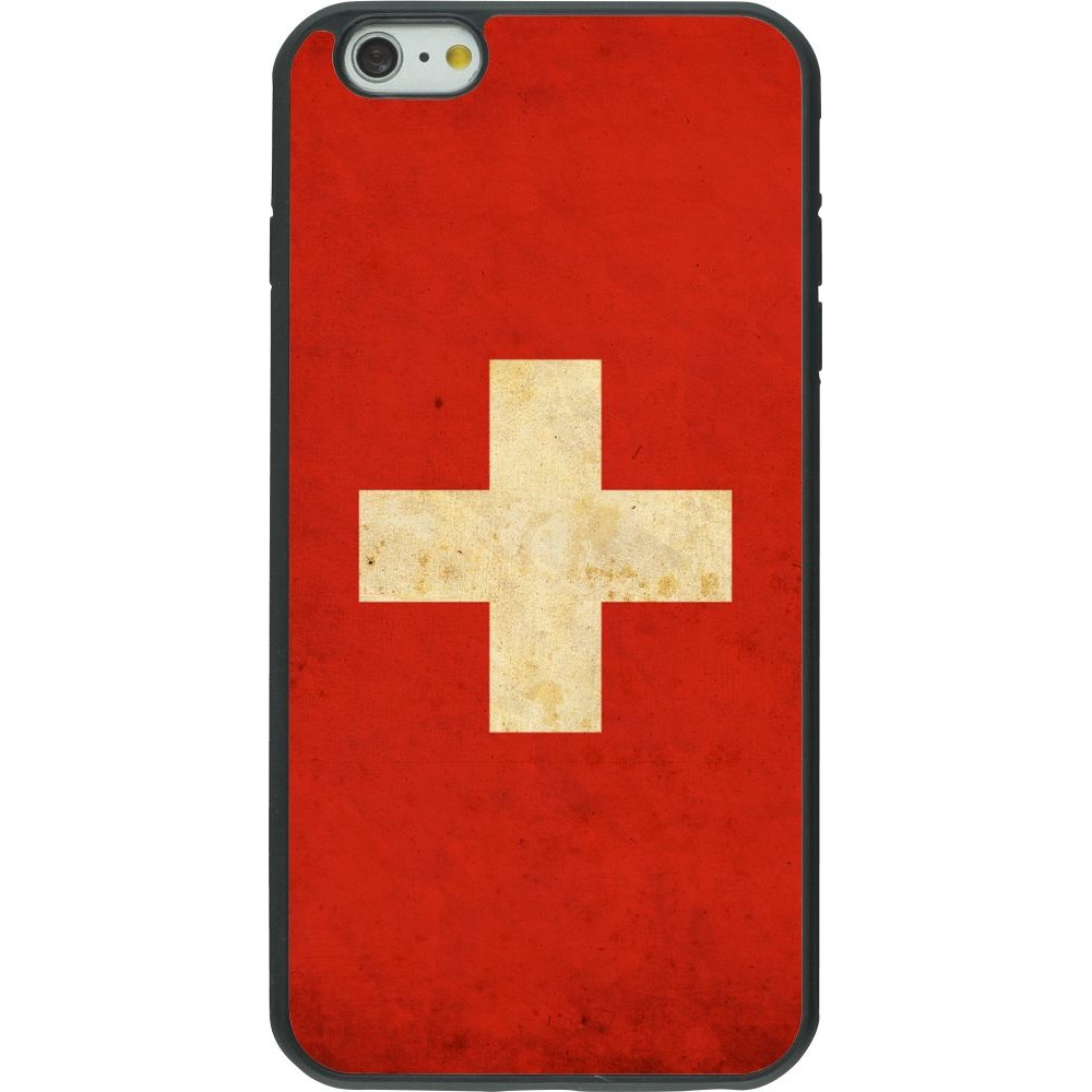 Hülle iPhone 6 Plus / 6s Plus - Silikon schwarz Vintage Flag SWISS