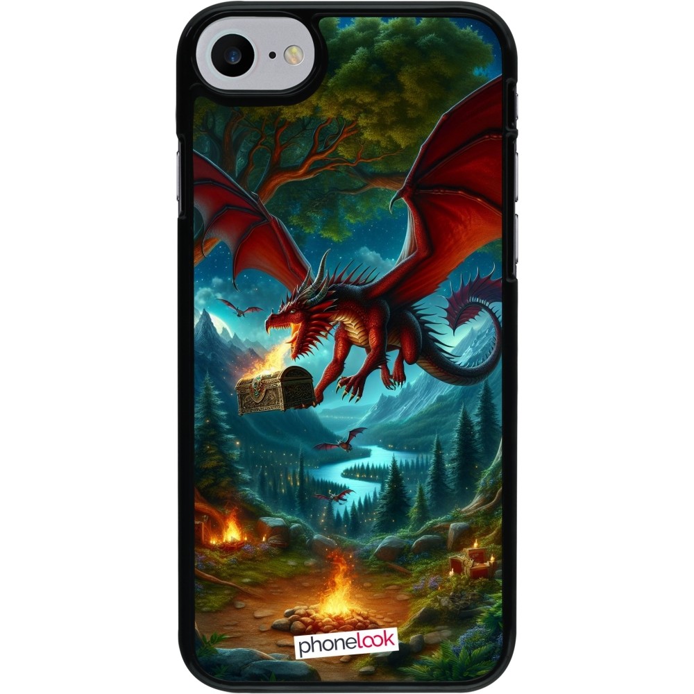 iPhone 7 / 8 / SE (2020, 2022) Case Hülle - Drache Fliegend Wald Schatz