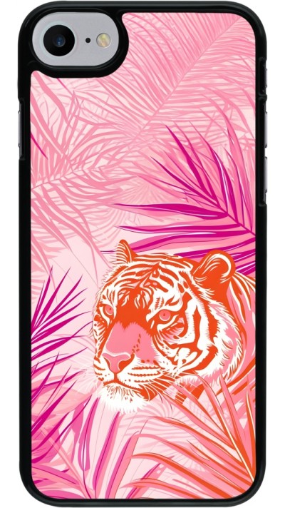 Coque iPhone 7 / 8 / SE (2020, 2022) - Tigre palmiers roses