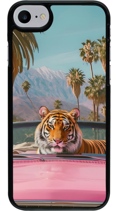 Coque iPhone 7 / 8 / SE (2020, 2022) - Tigre voiture rose
