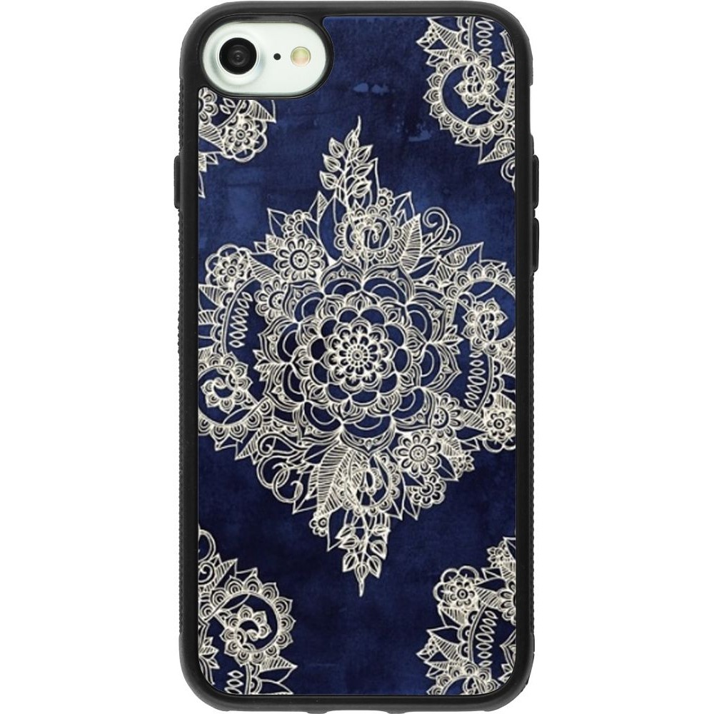 Coque iPhone 7 / 8 / SE (2020, 2022) - Silicone rigide noir Cream Flower Moroccan