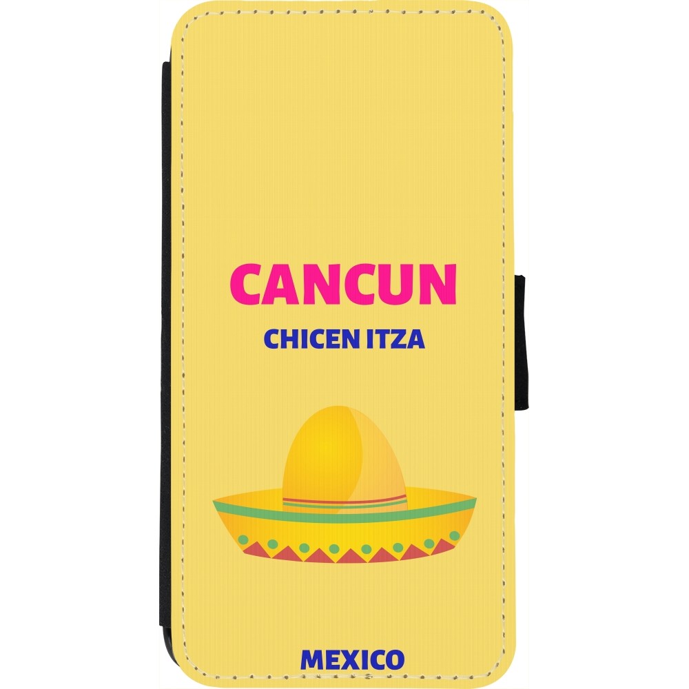 iPhone 7 / 8 / SE (2020, 2022) Case Hülle - Wallet schwarz Pop Summer Destination Cancun