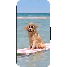 iPhone 7 / 8 / SE (2020, 2022) Case Hülle - Wallet schwarz Summer Dog on Paddle