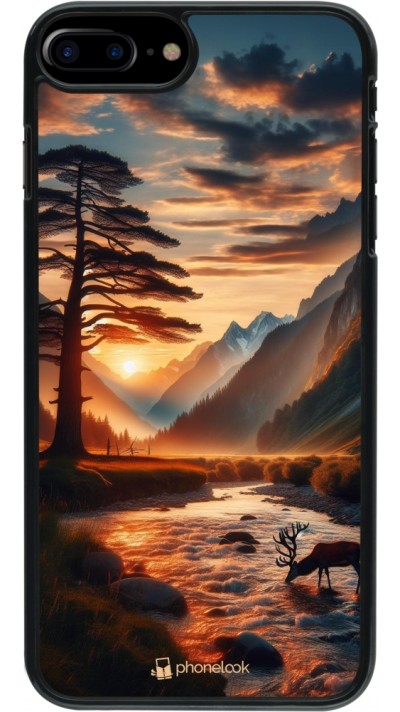 iPhone 7 Plus / 8 Plus Case Hülle - Tal Sonnenuntergang Hirsch Baum