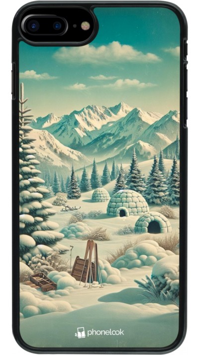 iPhone 7 Plus / 8 Plus Case Hülle - Vintage Schneebedeckter Berg Iglu