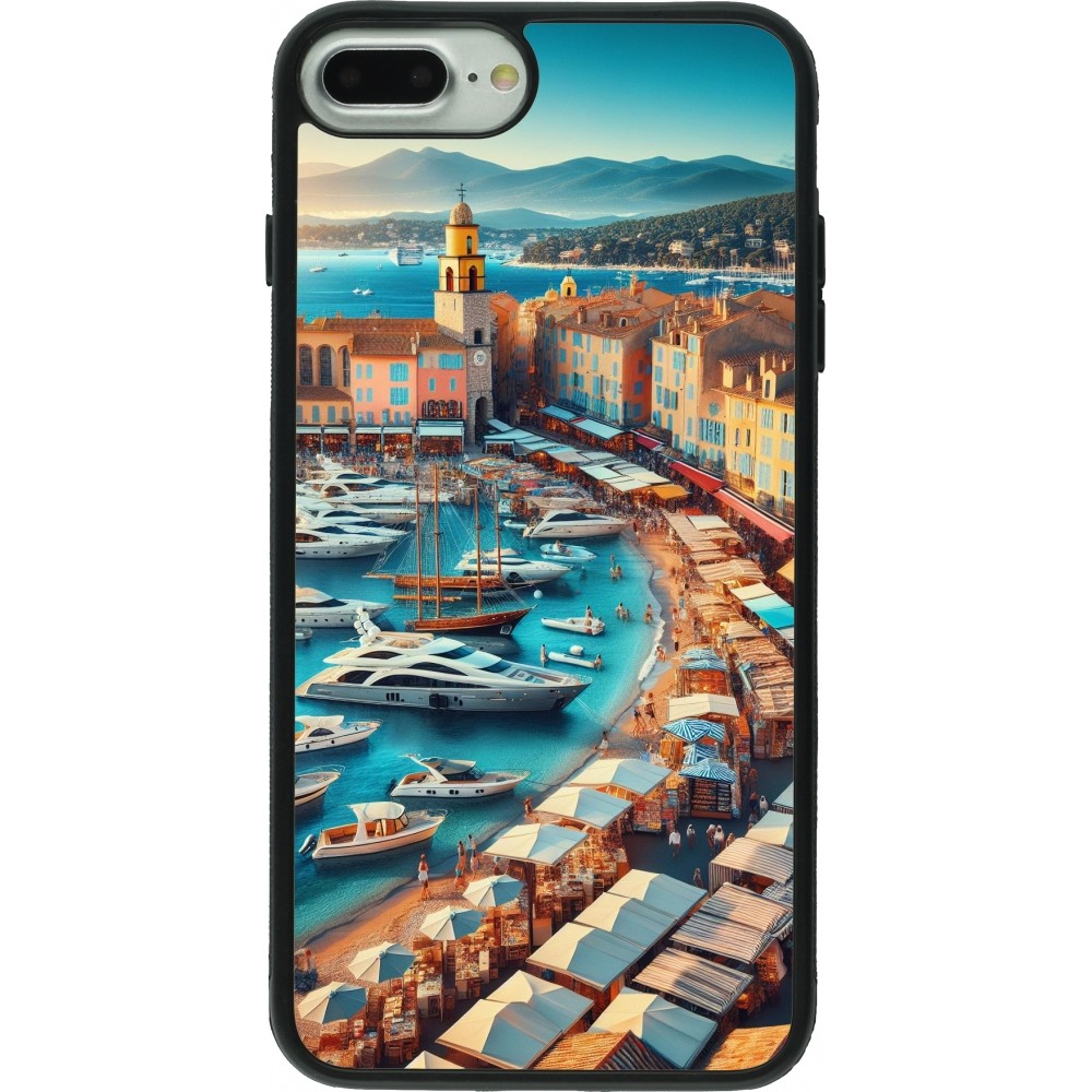 iPhone 7 Plus / 8 Plus Case Hülle - Silikon schwarz Saint-Tropez Strand