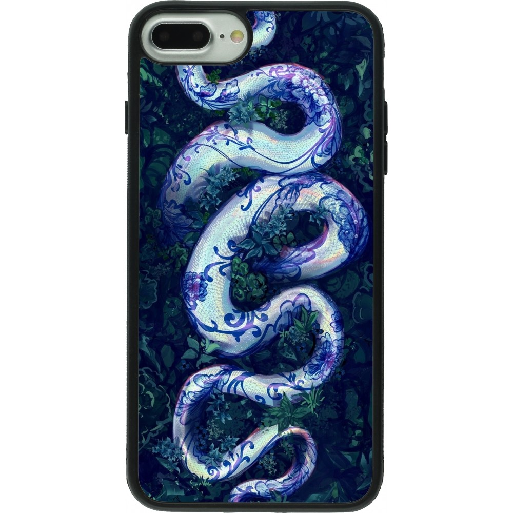 iPhone 7 Plus / 8 Plus Case Hülle - Silikon schwarz Snake Blue Anaconda