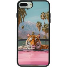 iPhone 7 Plus / 8 Plus Case Hülle - Silikon schwarz Tiger Auto rosa