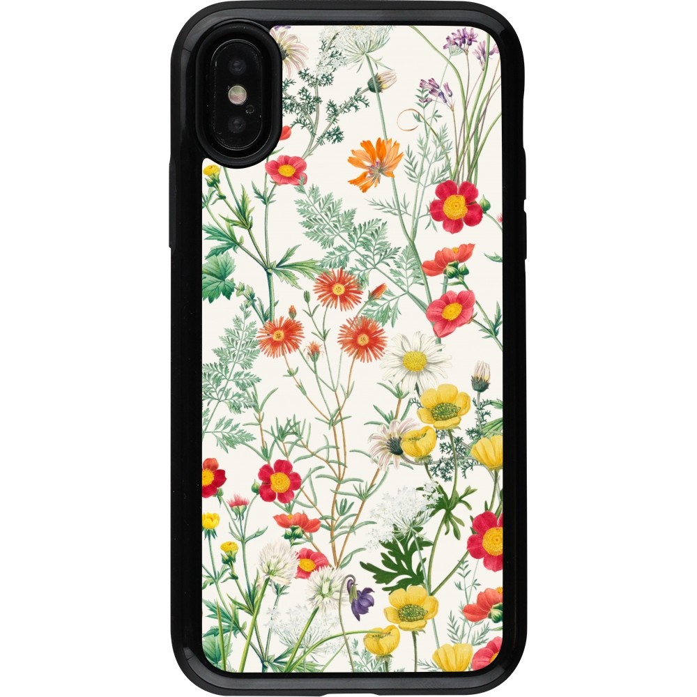 iPhone X / Xs Case Hülle - Hybrid Armor schwarz Flora Botanical Wildlife