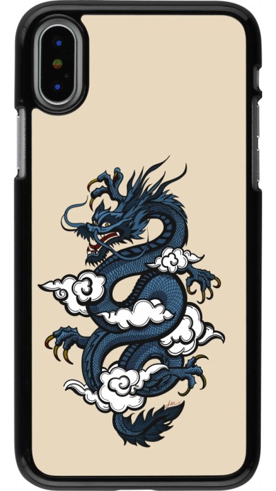 iPhone X / Xs Case Hülle - Blue Dragon Tattoo